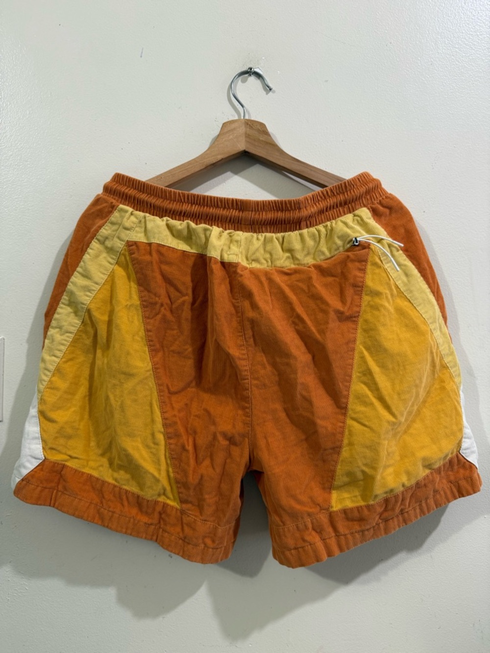 Kith Orange & Yellow Paneled Athletic Shorts with White Trim - Picture 5 of 8